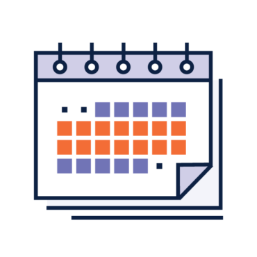 Calendar icon with two weeks highlighted in orange