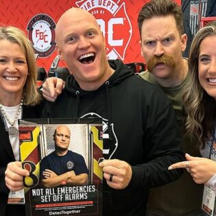 Heather Maykel, Jason Patton, Firefighter Fenton, and Kate McCarthy